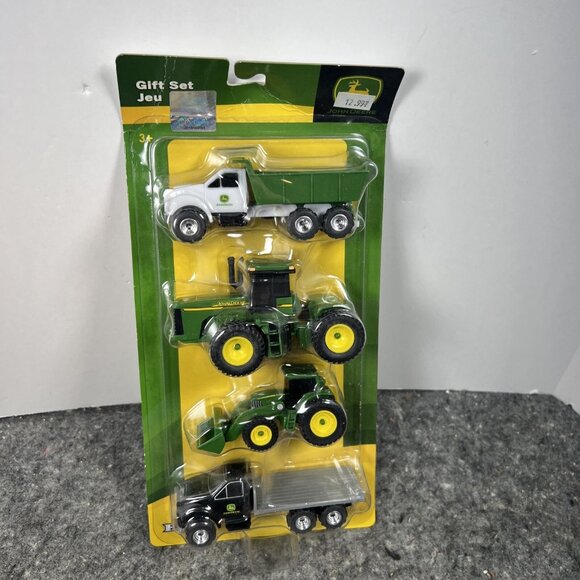 John Deere 4 Vehicle Gift Set Dump Truck Tractor Loader TOMY - Picture 4 of 11